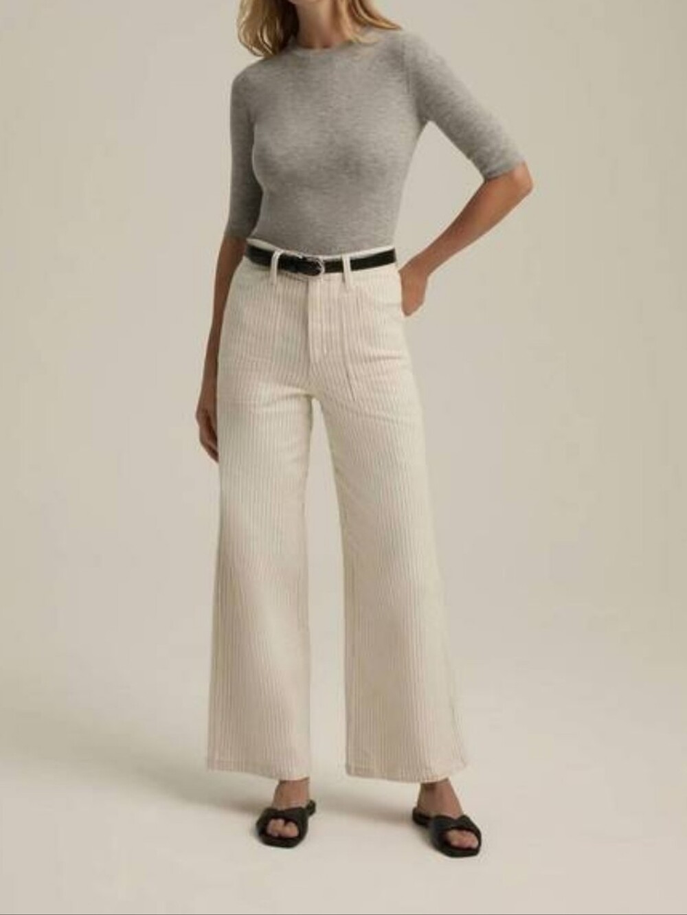 Favorite Daughter Mischa Utility Jeans Newport Pinstripe Wide Leg Pants Size 29